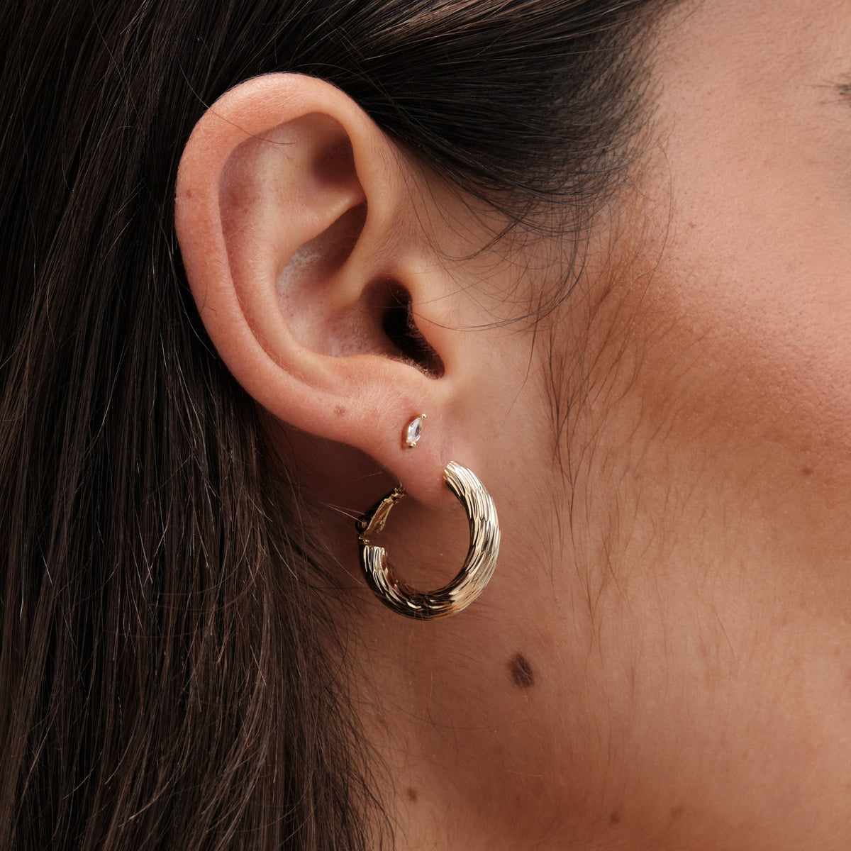 Jon Richard Gold Plated Polished Diamond Cut Hoop Earrings