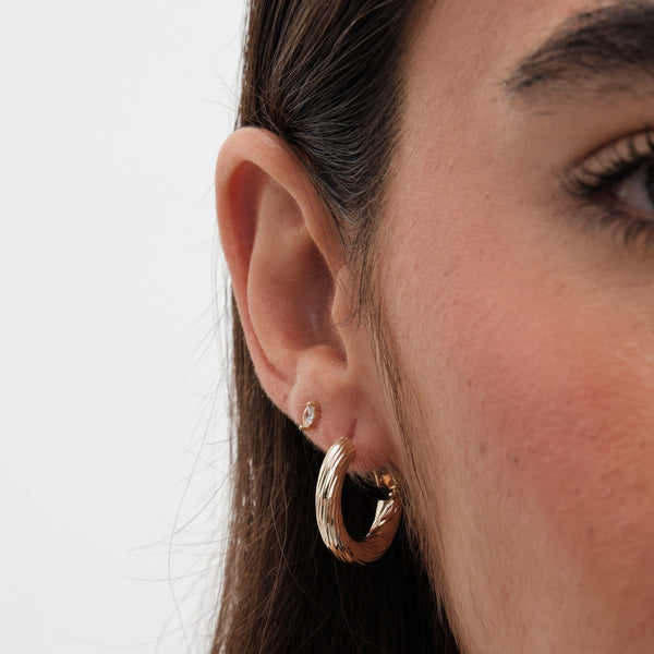 Jon Richard Gold Plated Polished Diamond Cut Hoop Earrings