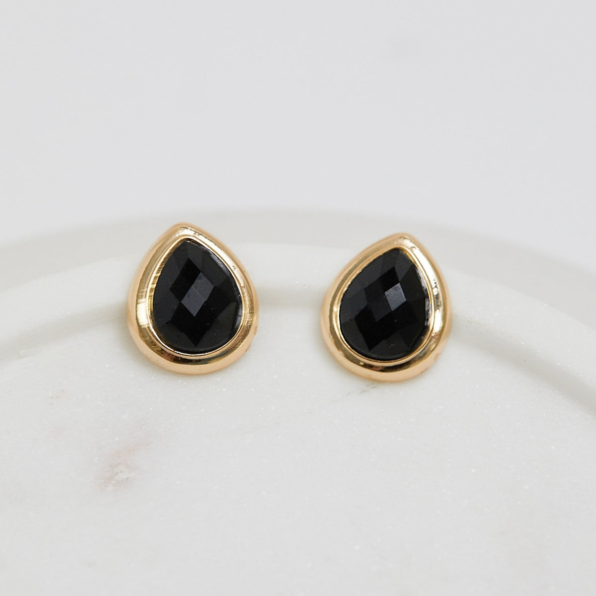 Jon Richard Gold Plated And Jet Peardrop Stud Earrings