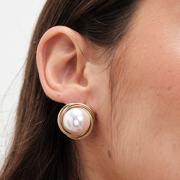 Jon Richard Gold Plated Polished Twist And Pearl Clip On Earrings