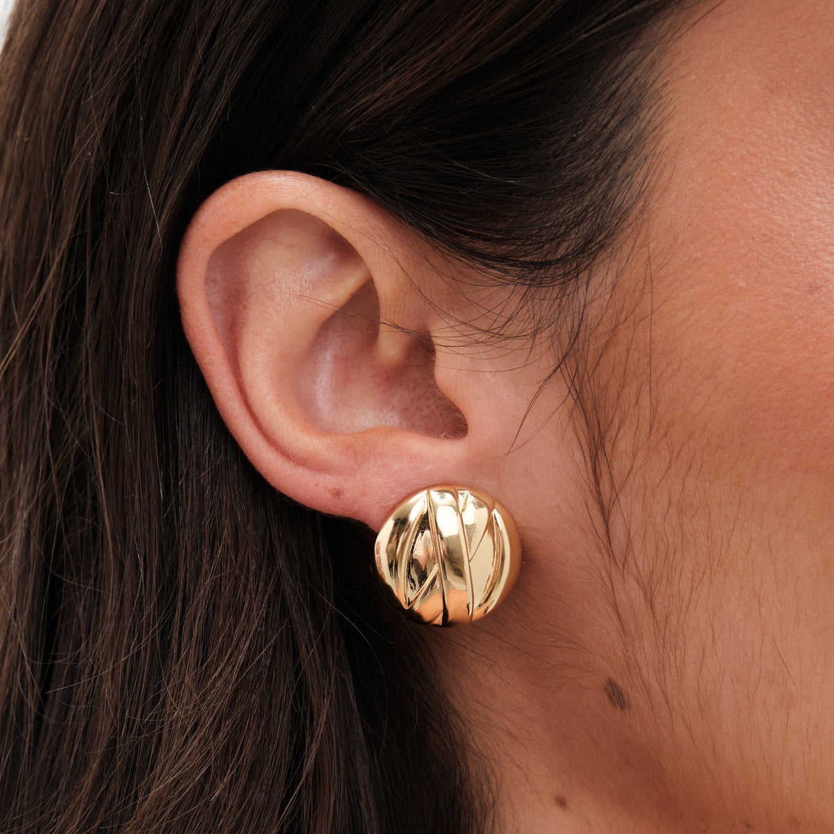 Jon Richard Gold Plated Polished Dome Clip Earrings