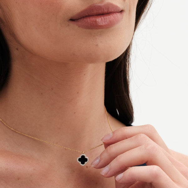 Jon Richard Gold Plated and Jet Clover Pendant Necklace