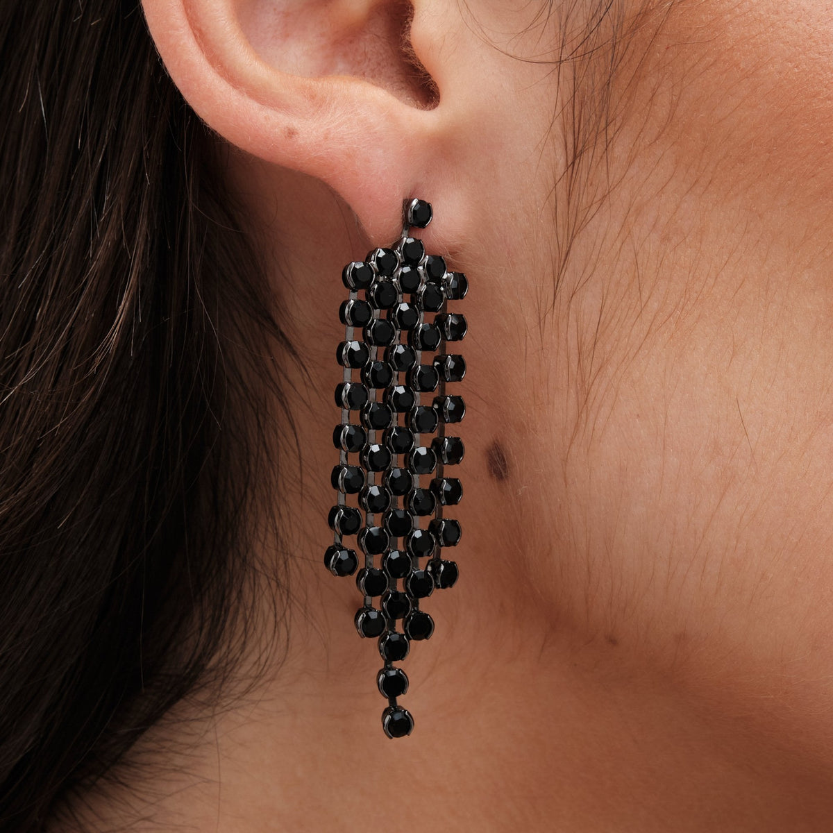 Jon Richard Hematite Plated Jet Waterfall Earrings