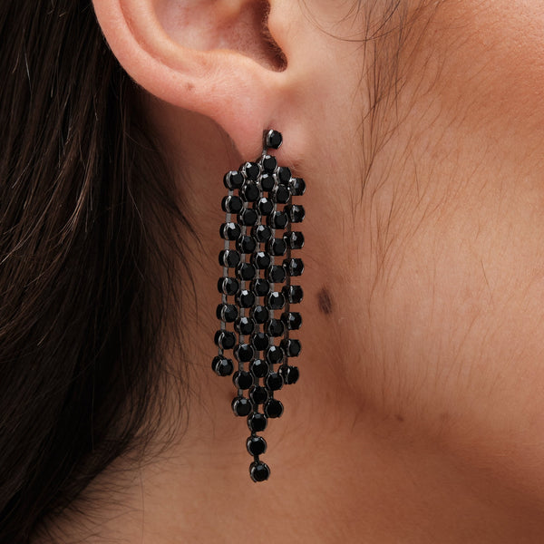 Jon Richard Hematite Plated Jet Waterfall Earrings