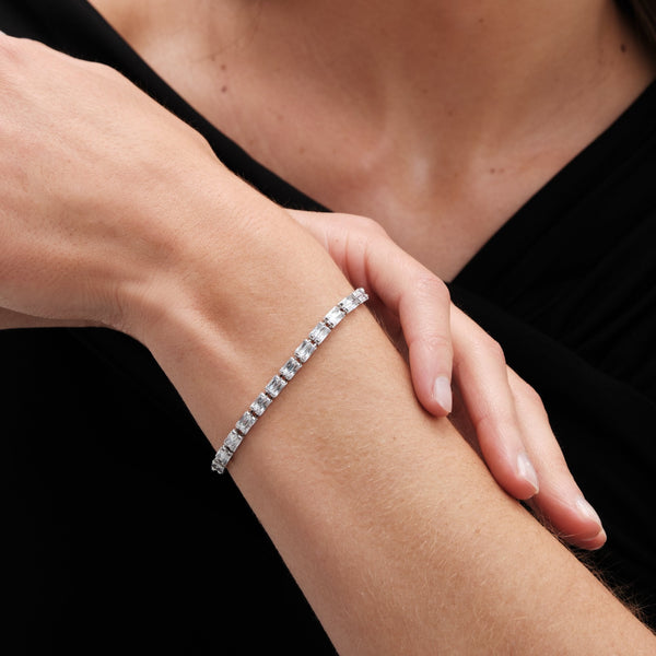 Jon Richard Rhodium Plated Crystal Baguette Bracelet