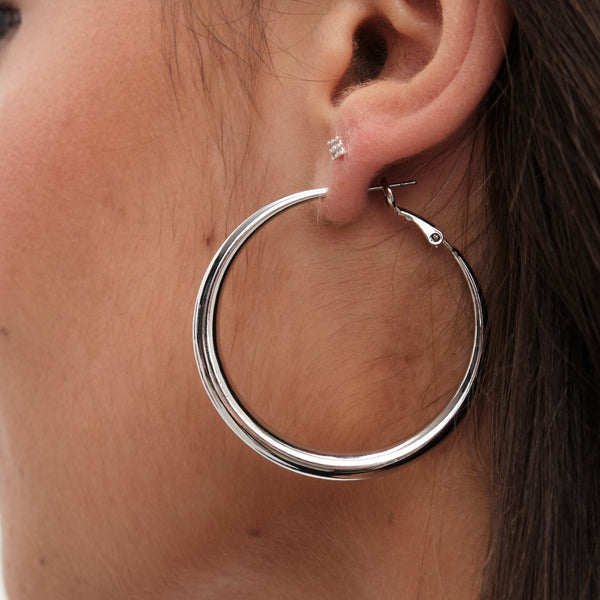 Jon Richard Silver Plated Polished Large Hoop Earrings