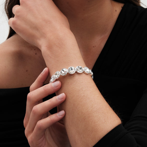 Jon Richard Silver Plated Statement Crystal Stretch Bracelet