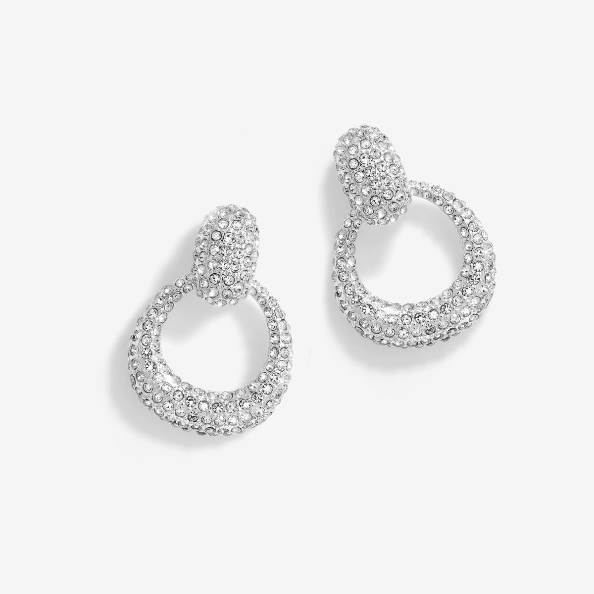 Mood Silver Crystal Doorknocker Drop Earrings