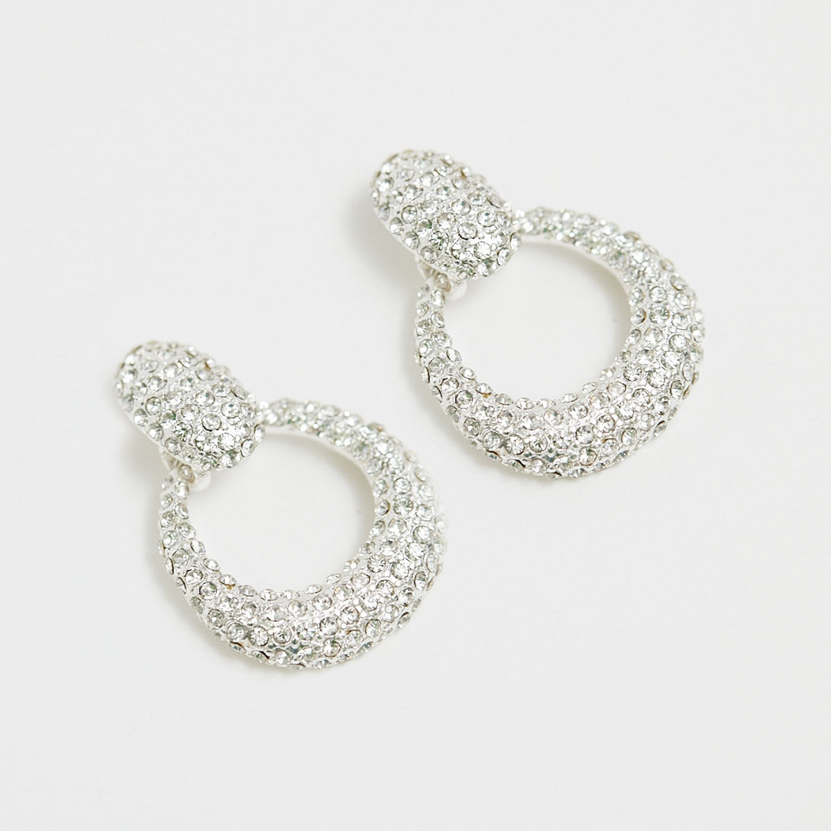 Mood Silver Crystal Doorknocker Drop Earrings
