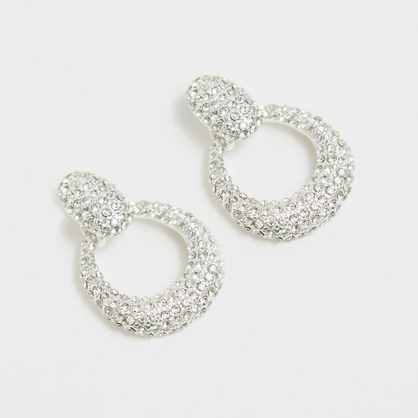 Mood Silver Crystal Doorknocker Drop Earrings