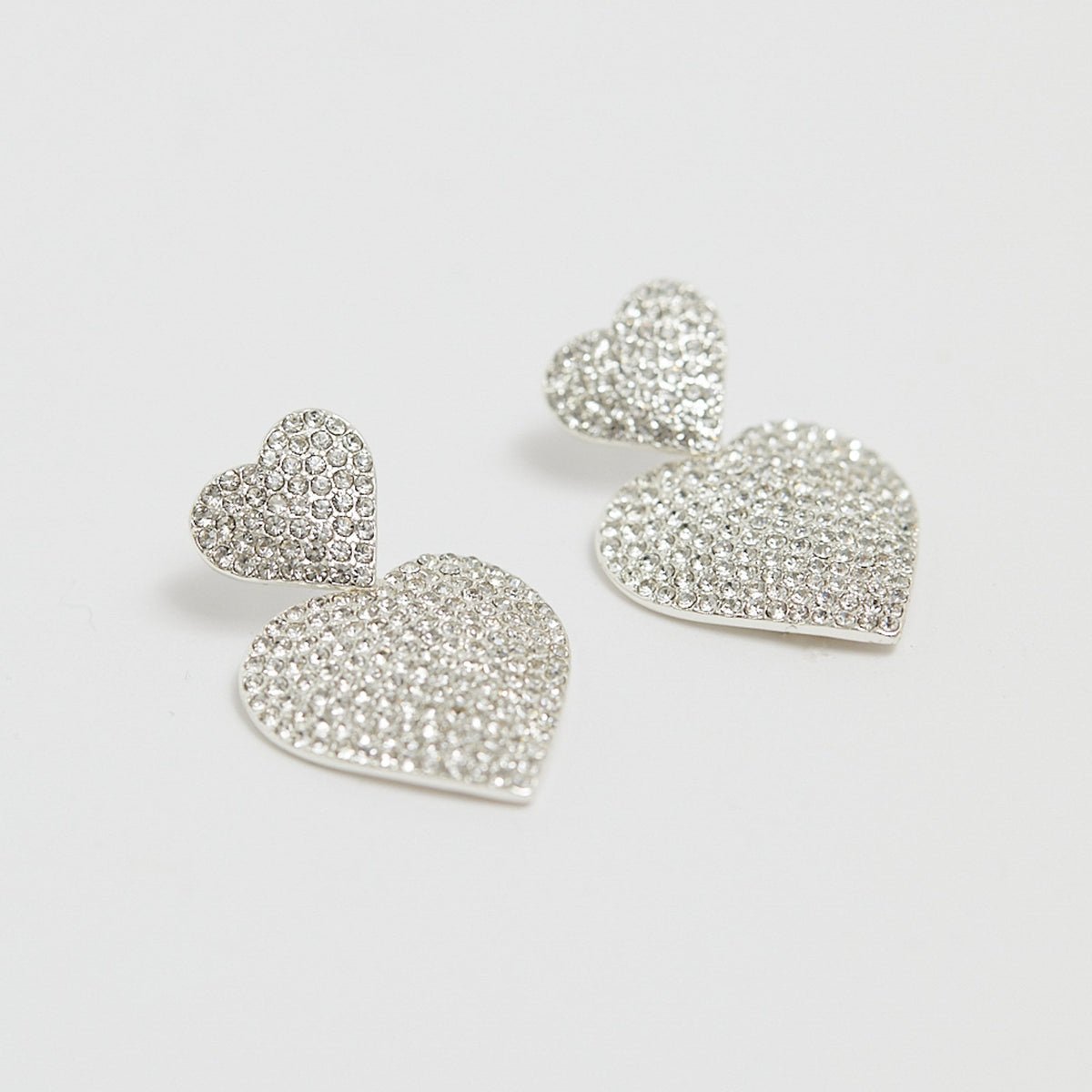 Mood Silver Crystal Heart Stud Earrings