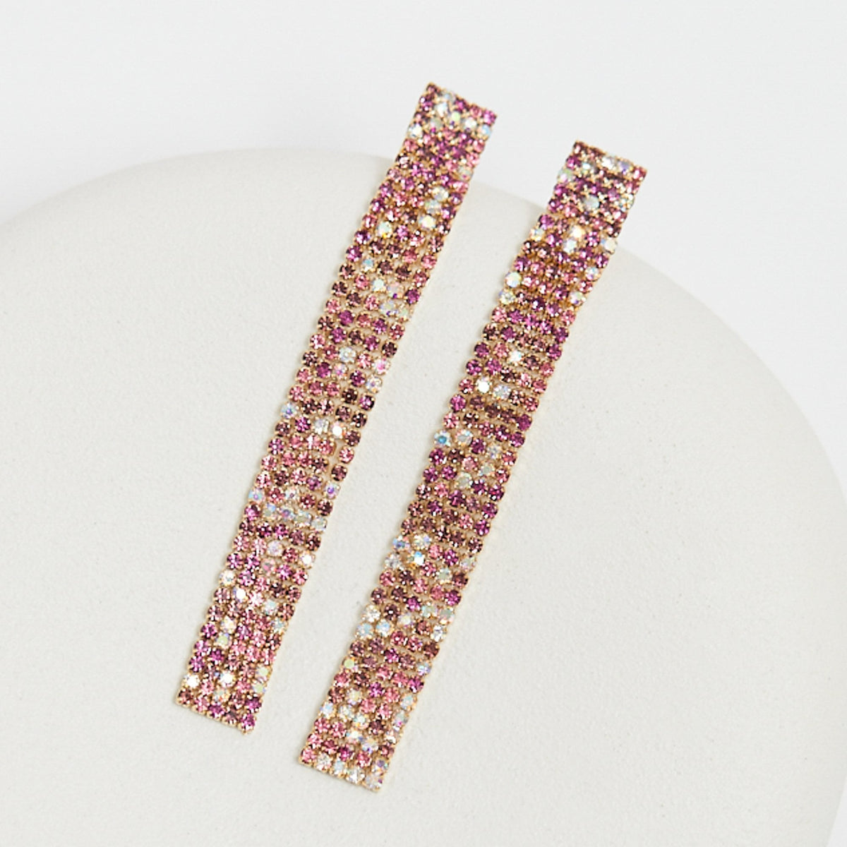 Mood Pink Diamante Drop Earrings
