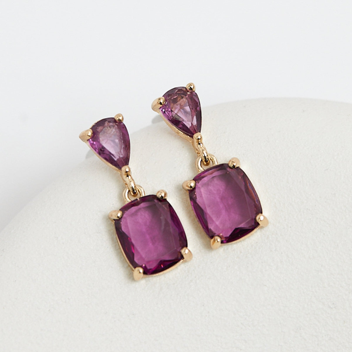Mood Gold Amethyst Double Drop Earrings