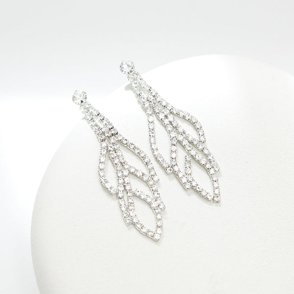Jon Richard Rhodium Plated Crystal Leaf Earrings