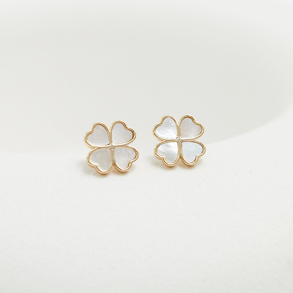 Jon Richard Gold Plated And Mother Of Pearl Heart Clover Stud Earrings