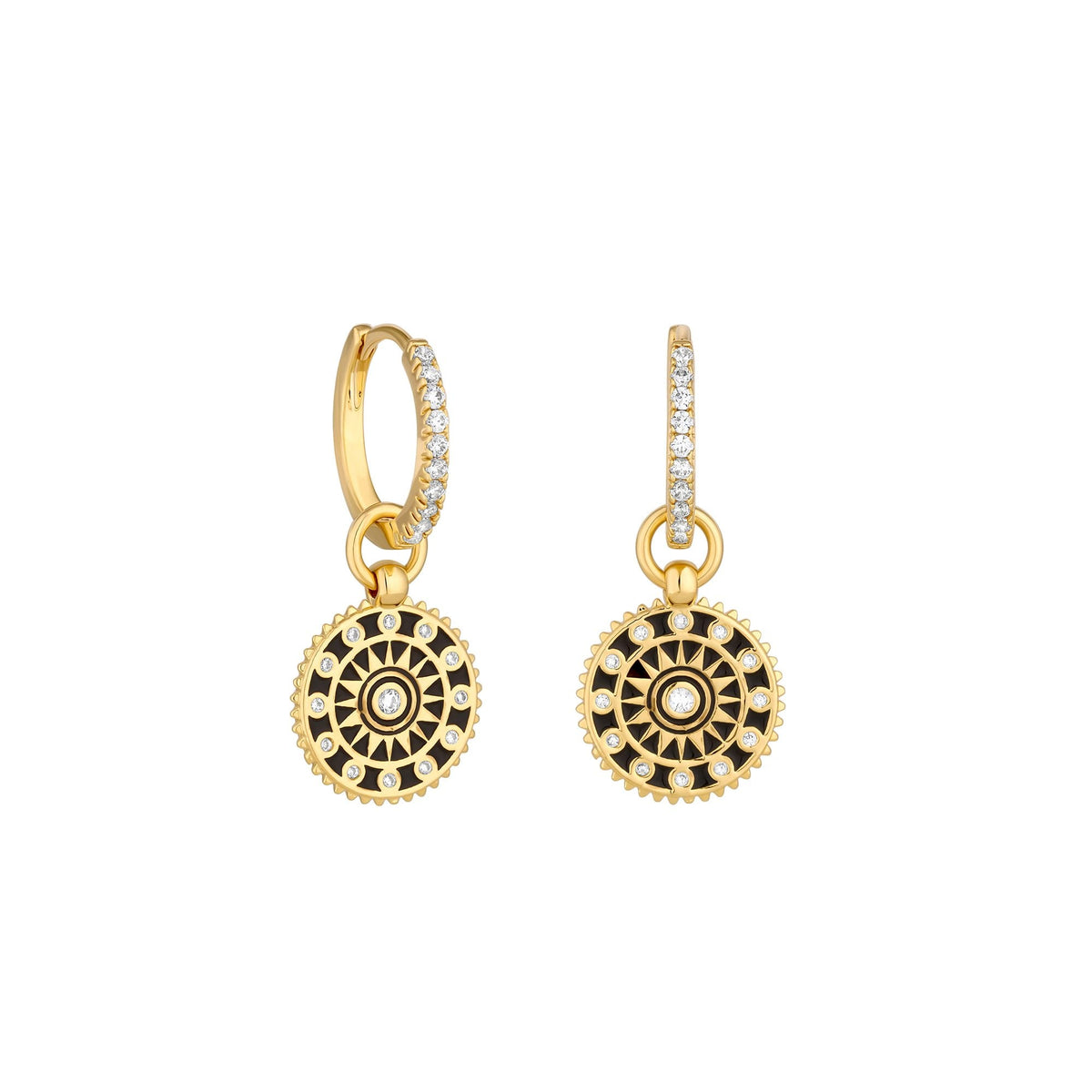 Inicio Gold Plated Enamel Compass Earrings - Gift Pouch