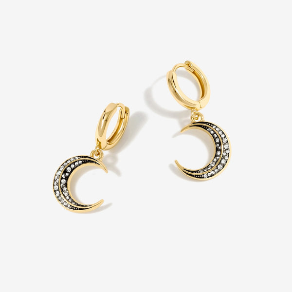 Inicio Gold Plated Enamel Moon Earrings - Gift Pouch