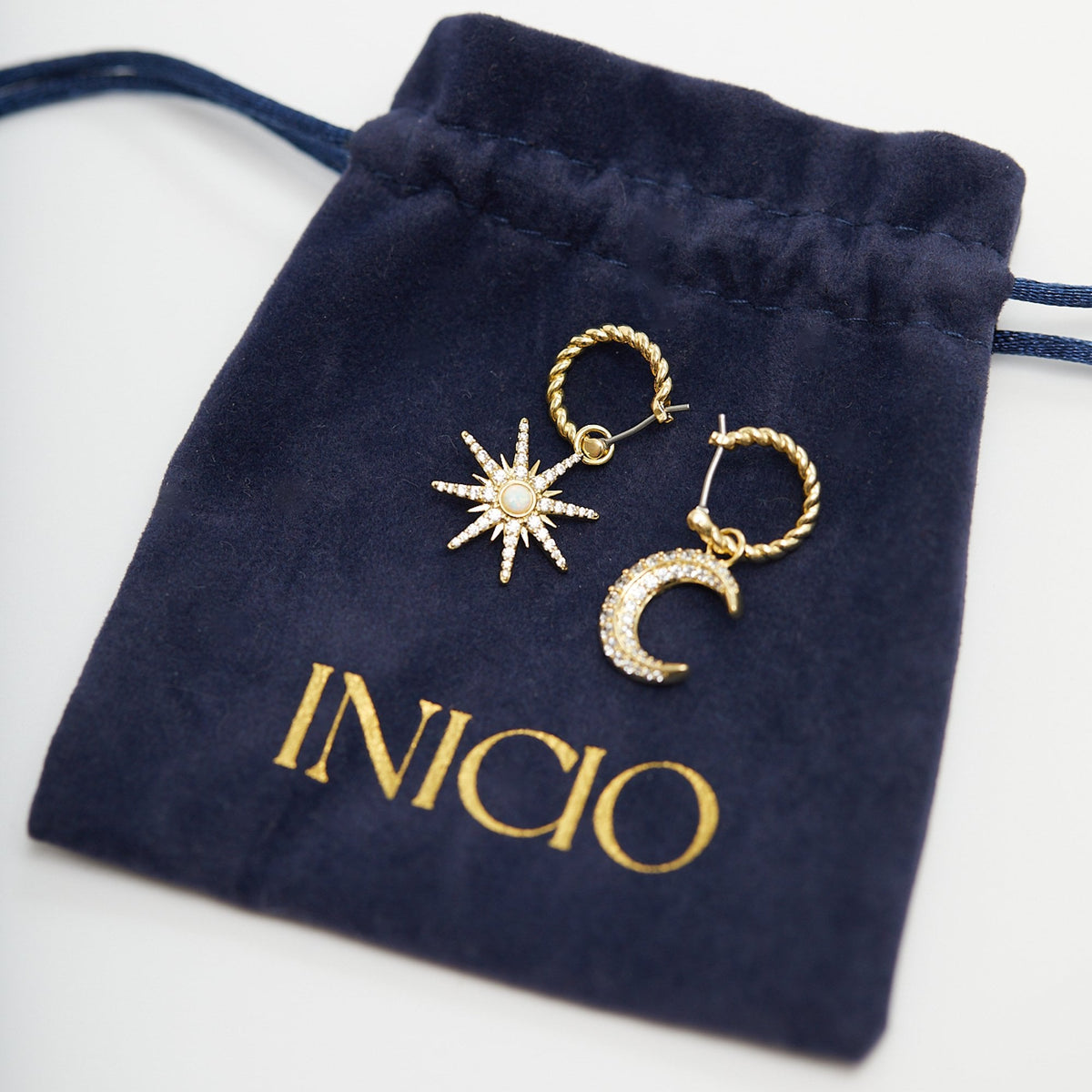 Inicio Gold Plated Celestial Opal Mis Match Earrings - Gift Pouch