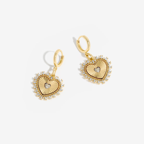 Inicio Gold Plated Heart Drop Earrings - Gift Pouch