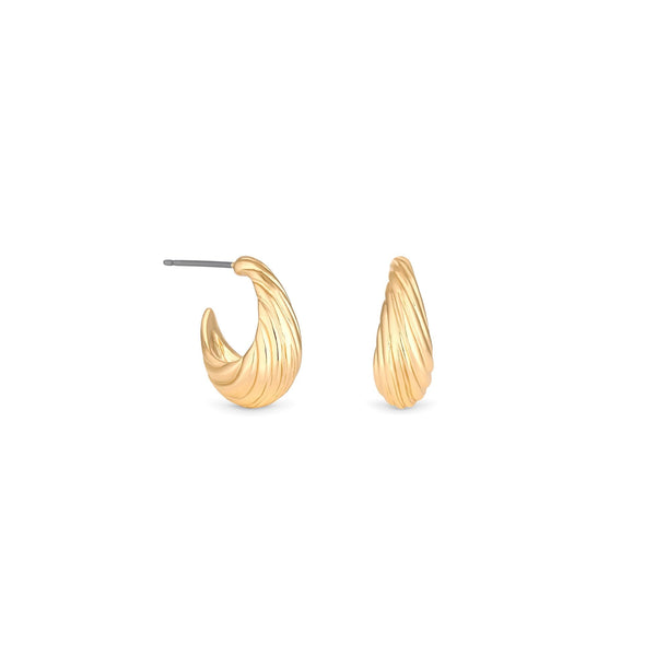 Inicio Gold Plated Textured Hoop Earrings - Gift Pouch