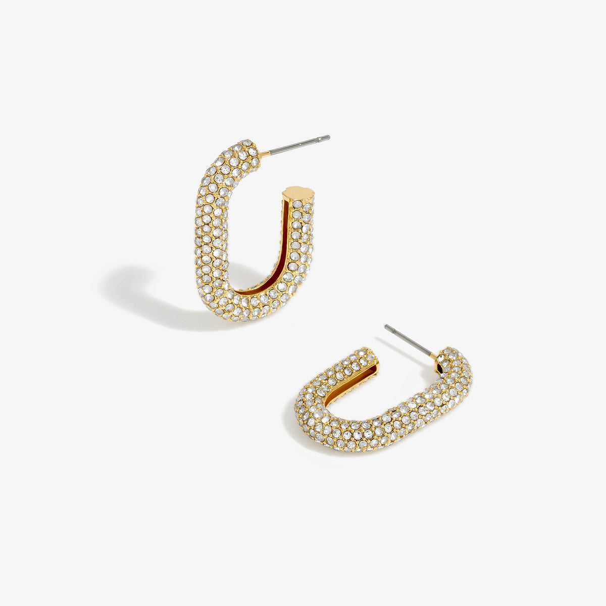 Inicio Gold Plated Pave Crystal Hoop Earrings - Gift Pouch