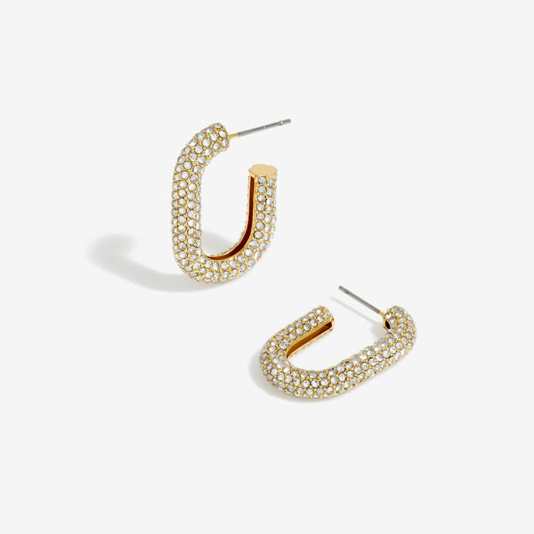 Inicio Gold Plated Pave Crystal Hoop Earrings - Gift Pouch