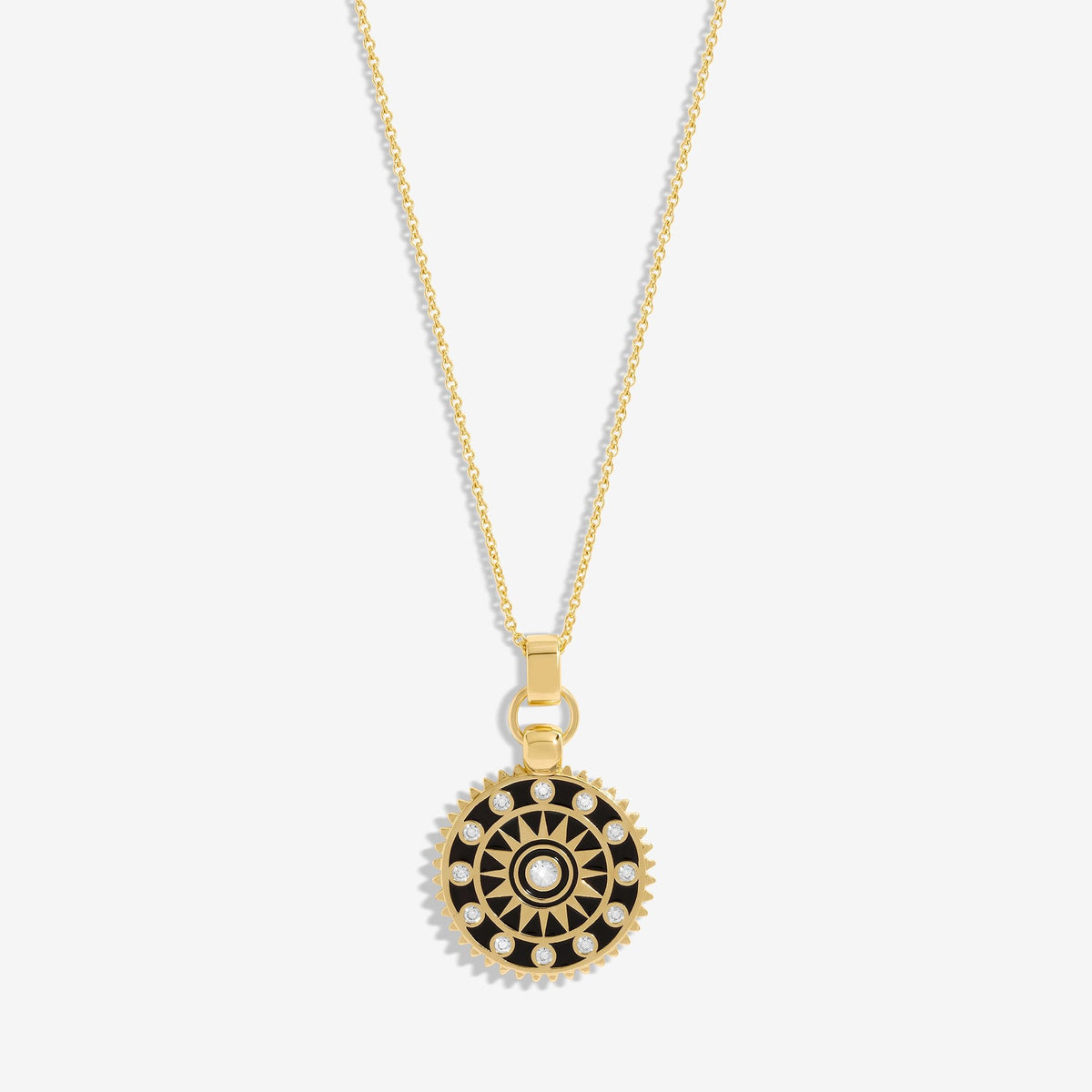Inicio Gold Plated Enamel Compass Necklace - Gift Pouch
