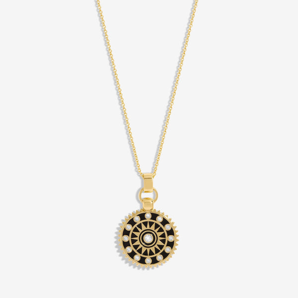 Inicio Gold Plated Enamel Compass Necklace - Gift Pouch