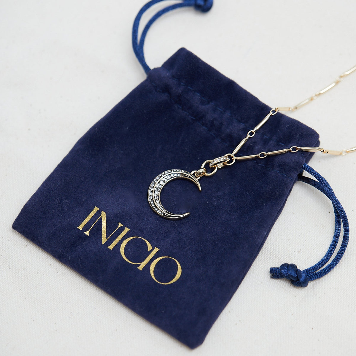 Inicio Gold Plated Enamel Moon Necklace - Gift Pouch