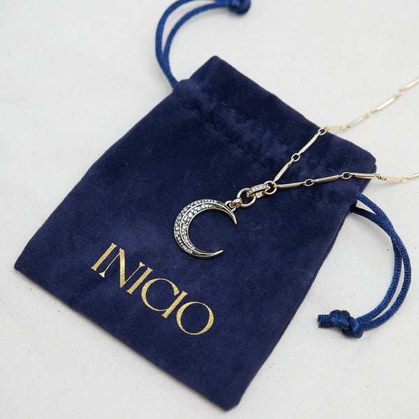 Inicio Gold Plated Enamel Moon Necklace - Gift Pouch