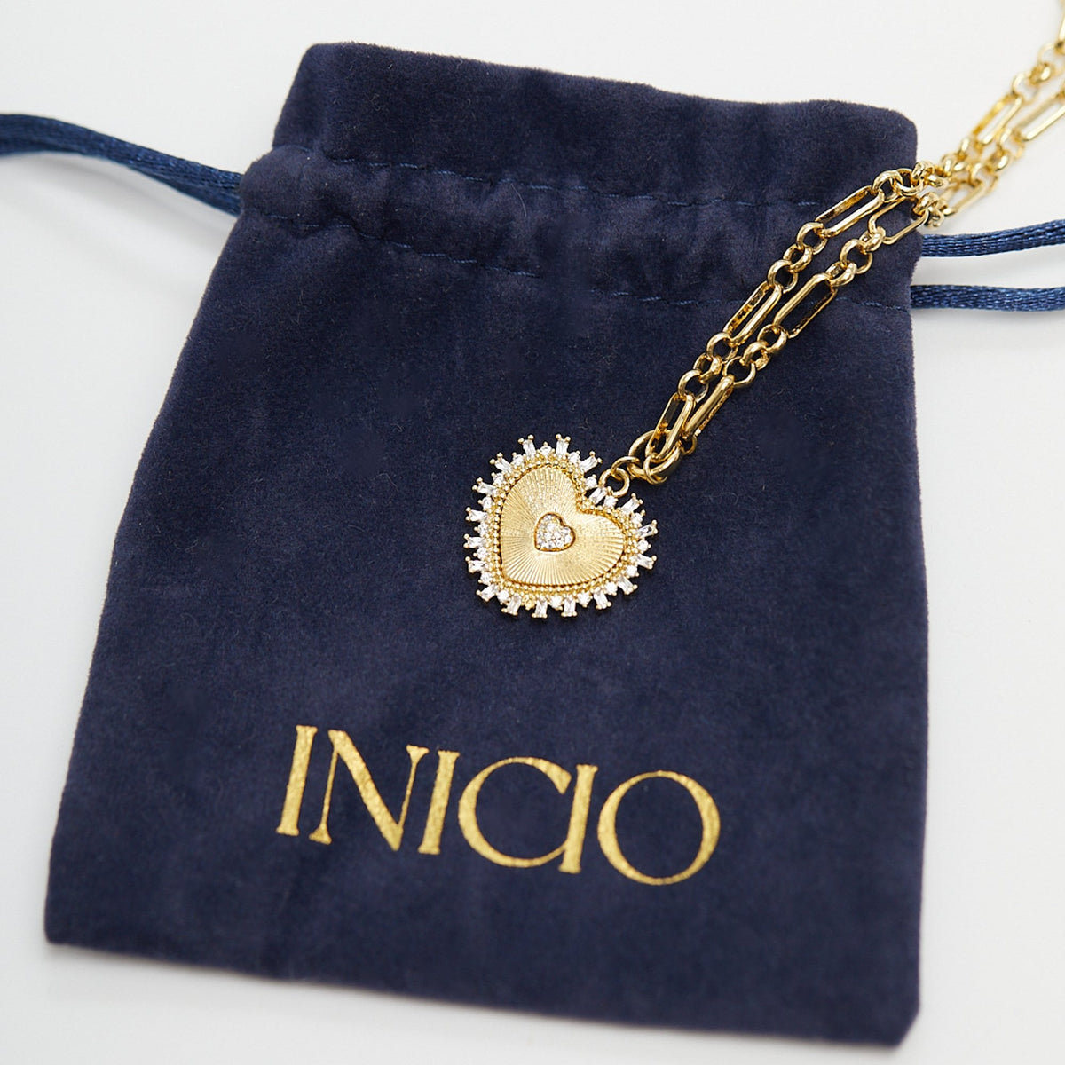 Inicio Gold Plated Heart Chain Necklace - Gift Pouch