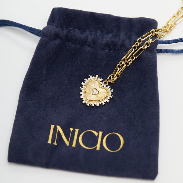 Inicio Gold Plated Heart Chain Necklace - Gift Pouch