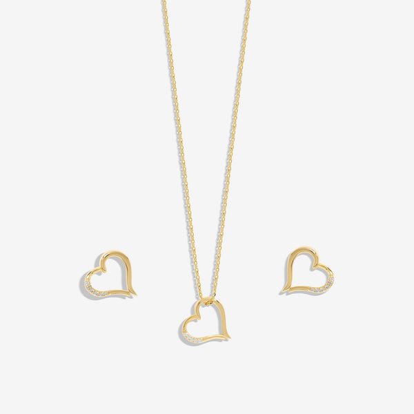 Inicio Gold Plated Cubic Zirconia Heart Box Set  - Gift Box