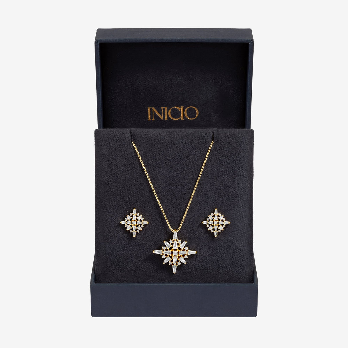 Inicio Gold Plated Cubic Zirconia Star Set - Gift Box