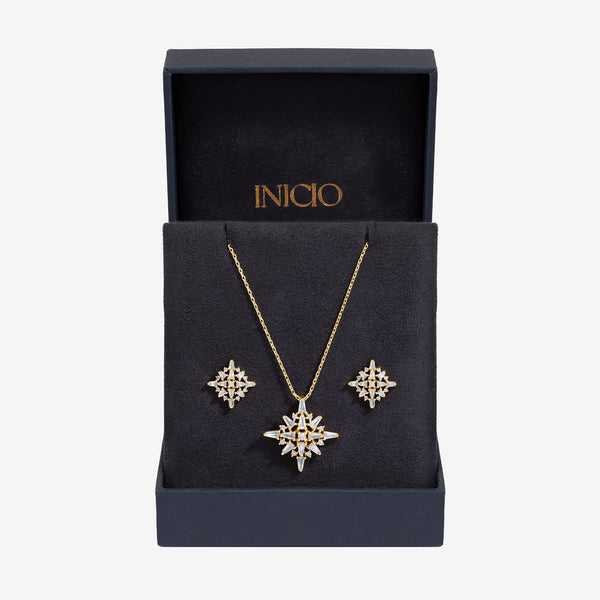 Inicio Gold Plated Cubic Zirconia Star Set - Gift Box
