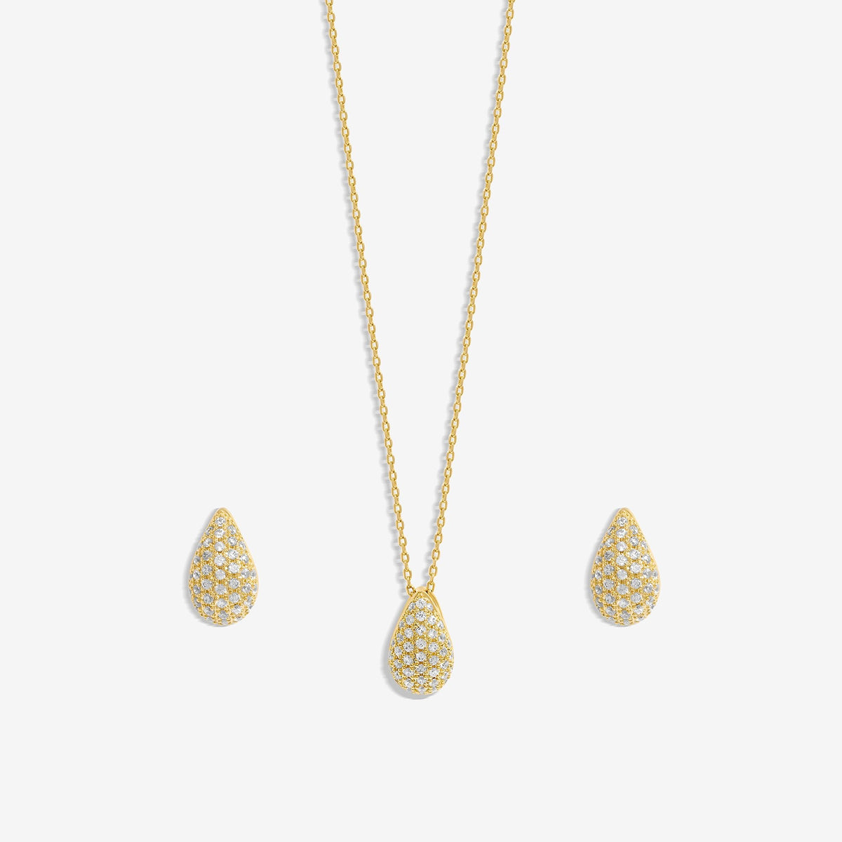 Inicio Gold Plated Cubic Zirconia Teardrop Set  - Gift Box