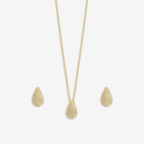 Inicio Gold Plated Cubic Zirconia Teardrop Set  - Gift Box