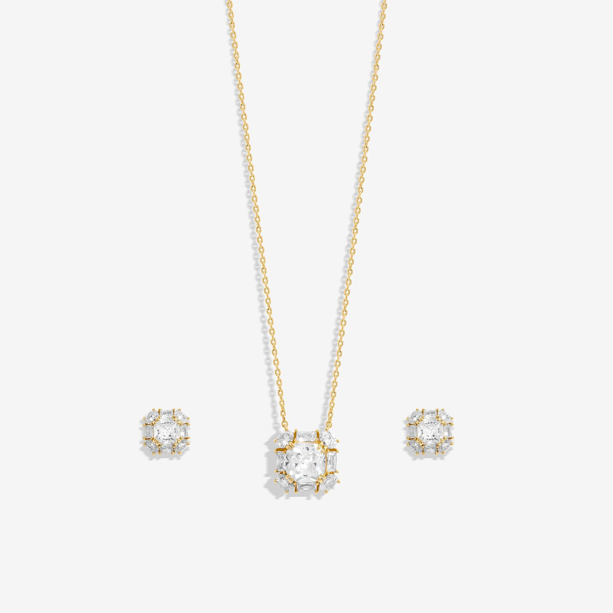 Inicio Gold Plated Cubic Zirconia Square Set  - Gift Box