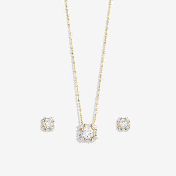 Inicio Gold Plated Cubic Zirconia Square Set  - Gift Box