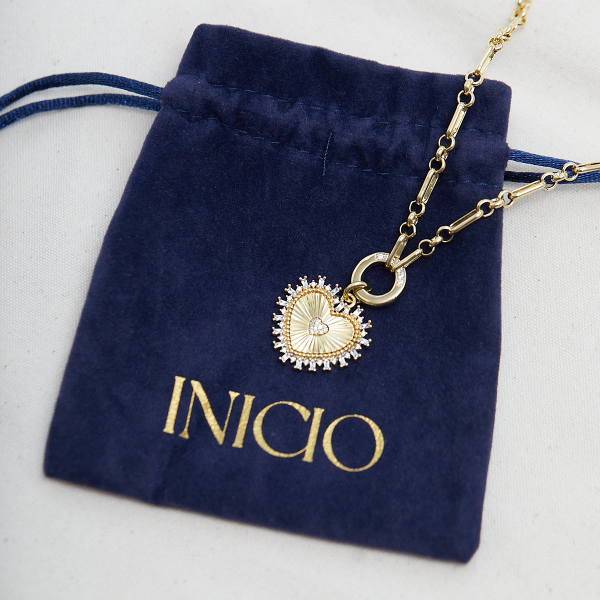 Inicio Gold Plated Heart Chain Bracelet - Gift Pouch
