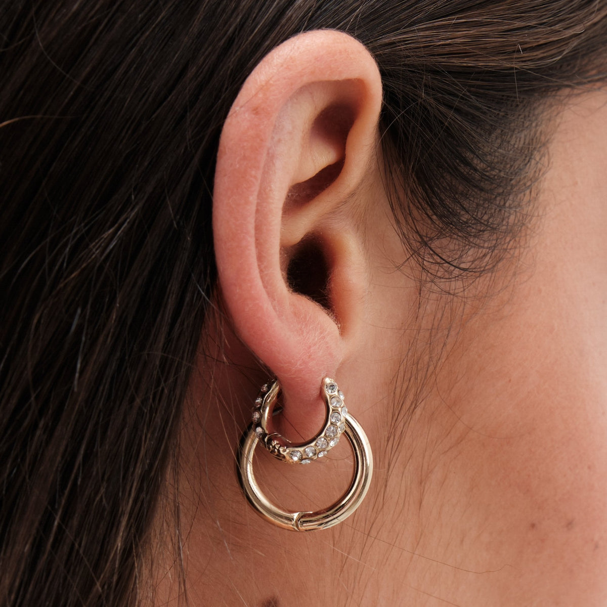Mood Gold Crystal Mini Hoop Earrings - Pack of 3