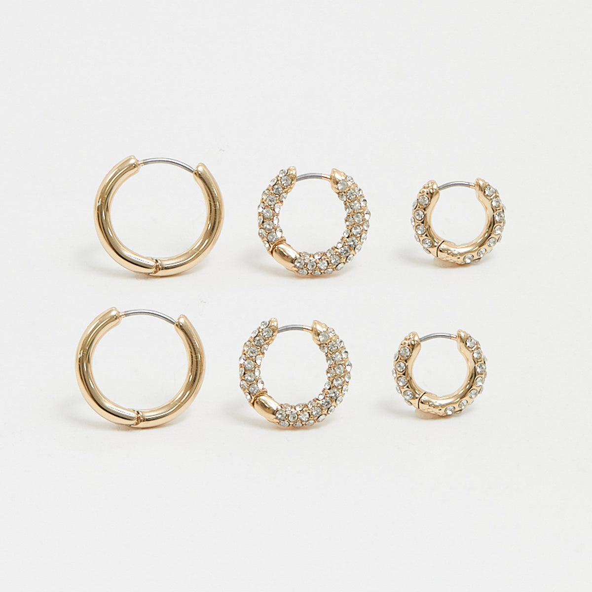 Mood Gold Crystal Mini Hoop Earrings - Pack of 3