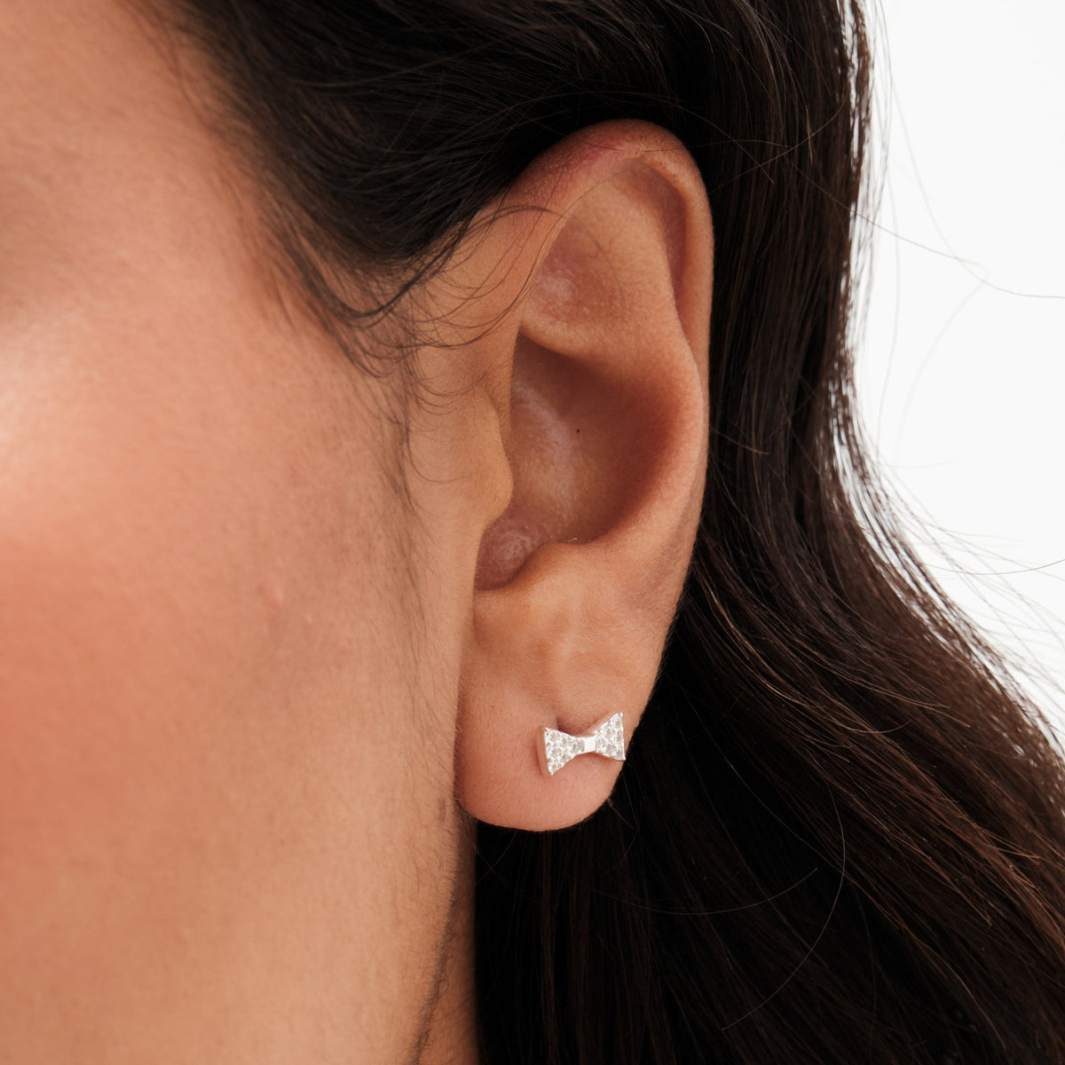 Simply Silver Sterling Silver 925 Pearl and Cubic Zirconia Bow Stud Earring - Pack of 3