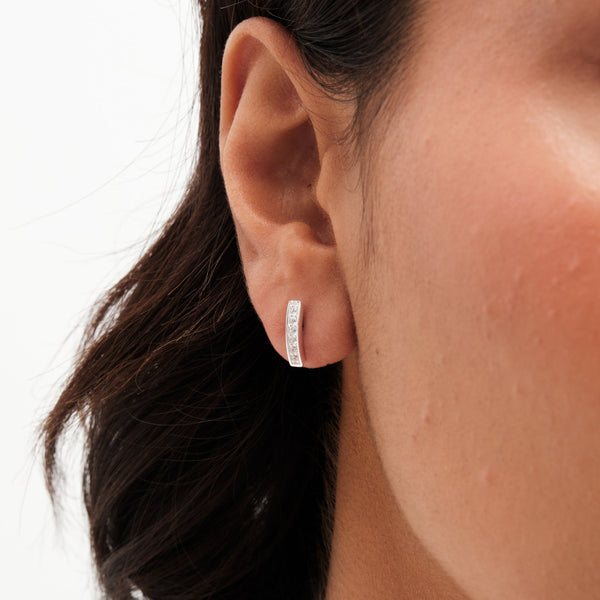 Simply Silver Sterling Silver 925 Pave Stick Earrings
