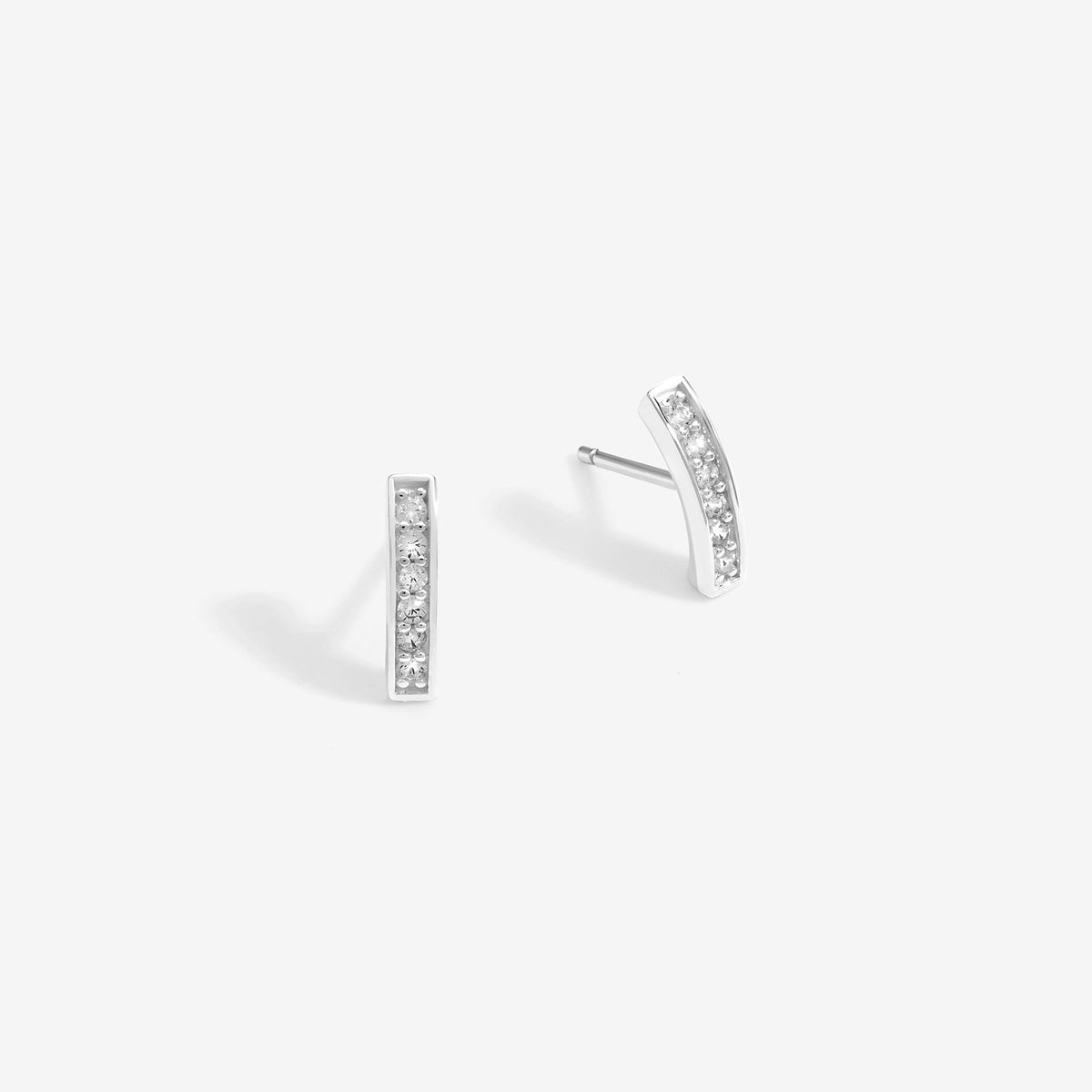 Simply Silver Sterling Silver 925 Pave Stick Earrings