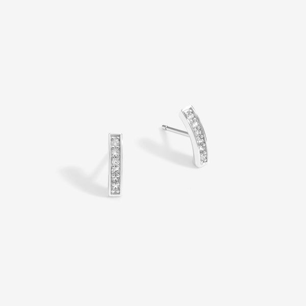 Simply Silver Sterling Silver 925 Pave Stick Earrings