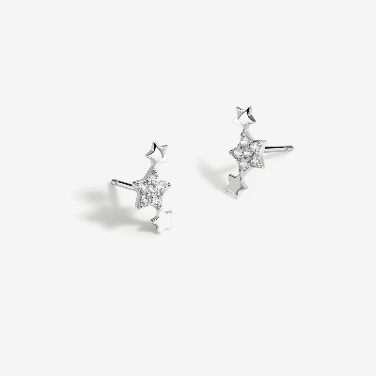 Simply Silver Sterling Silver 925 Cubic Zirconia Mini Star Climber Earrings