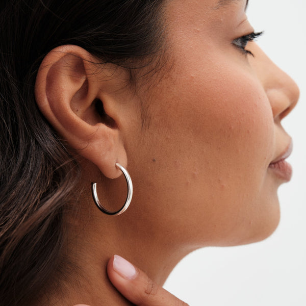 Simply Silver Sterling Silver 925  Polished Basic Hoop Earrings