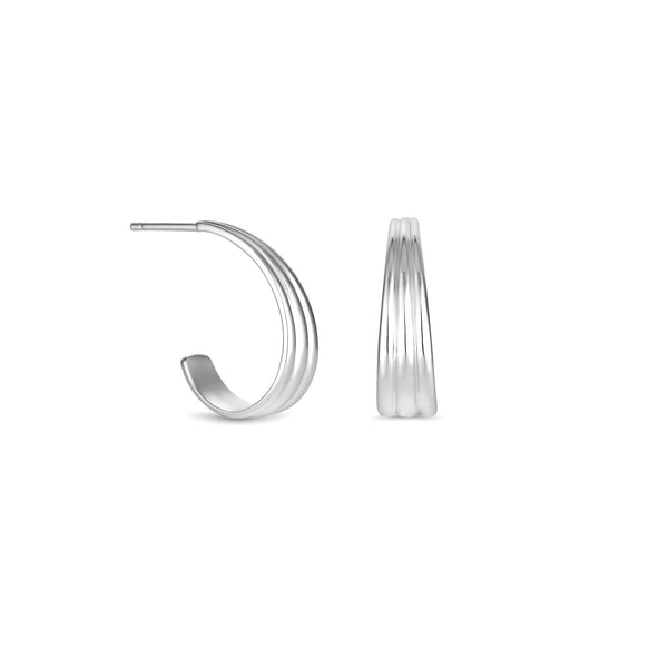 Simply Silver Sterling Silver 925 Polished Concave Hoop Earrings