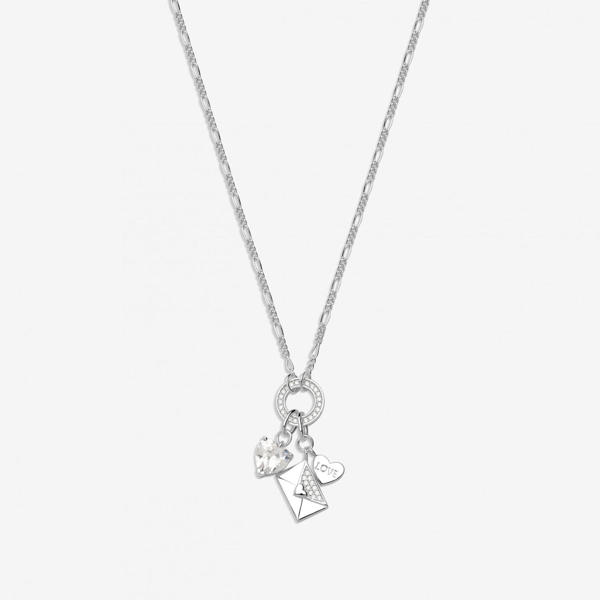 Simply Silver Sterling Silver 925 Cubic Zirconia Heart and Envelope Charm Pendant